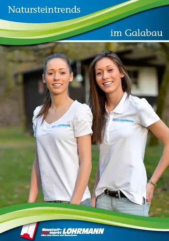 Titelseite des Katalogs Natursteintrends im Galabau mit zwei Frauen